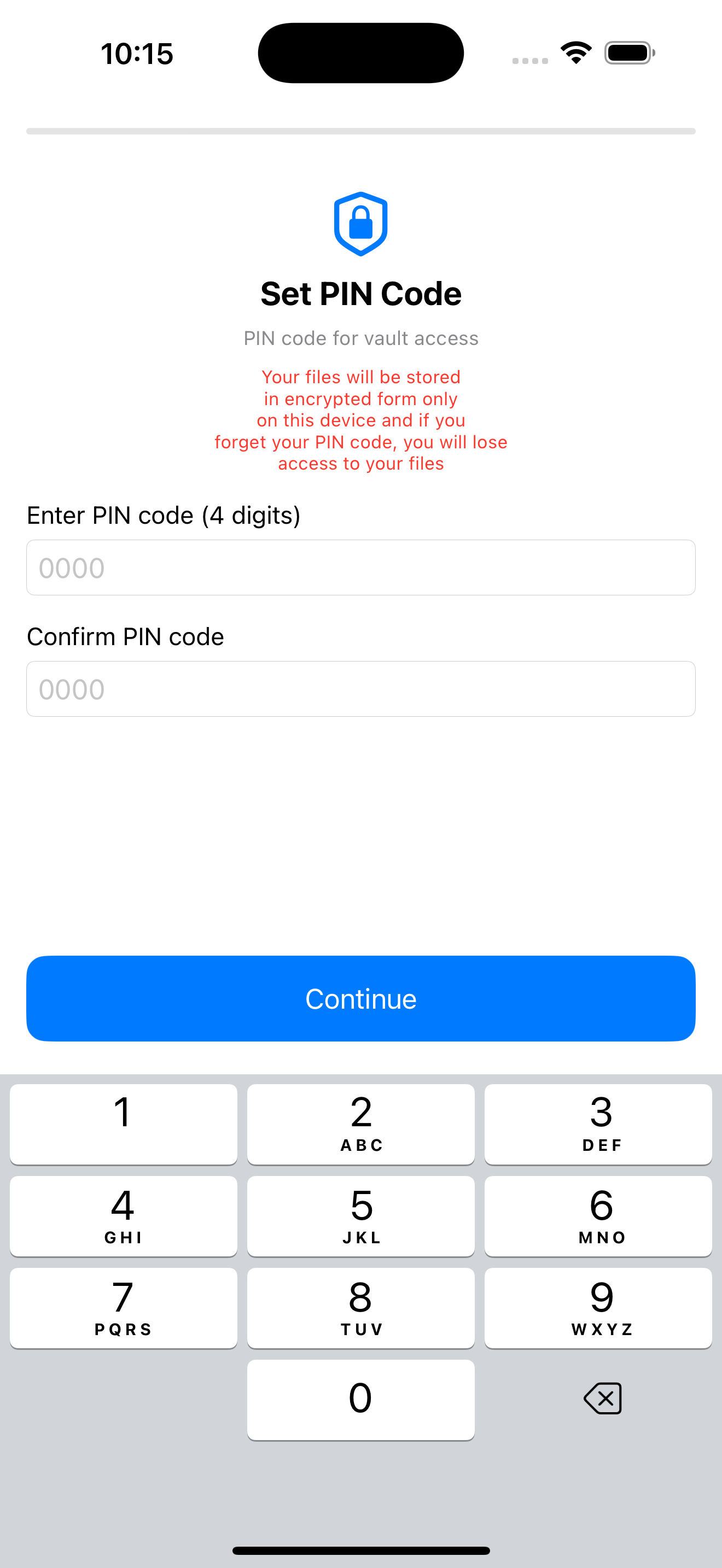 PIN Setup